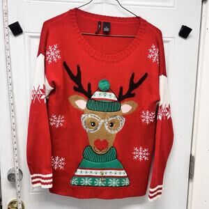 New Direction Christmas Reindeer Sweater Size Petite Large Vintage Y2K NOC3832